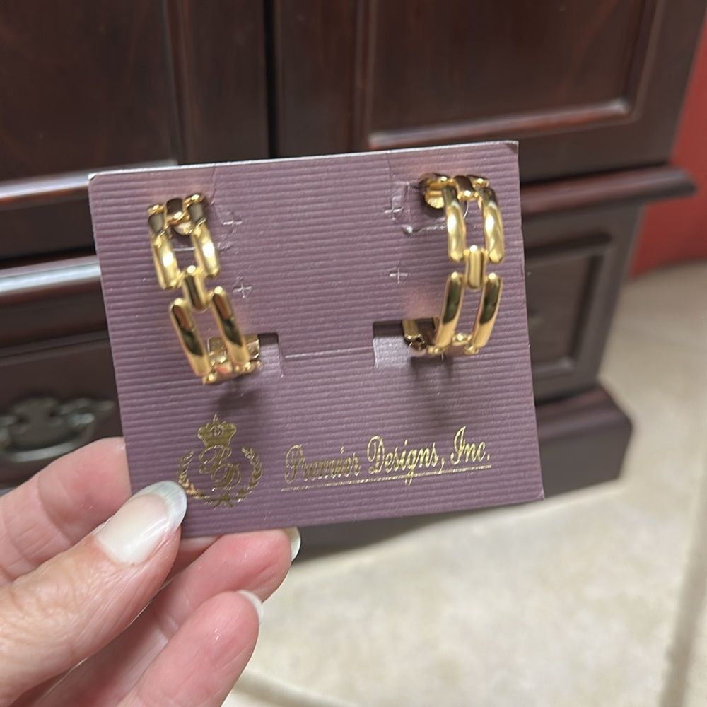 Premier Designs Gold Geometric Hoop Earrings